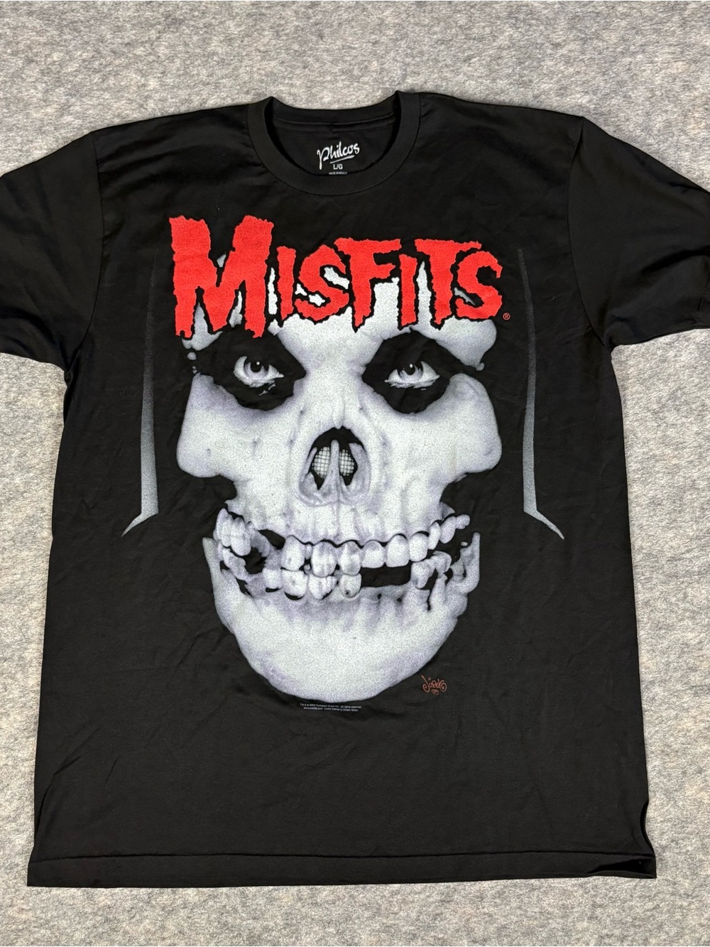 Misfits Skull Print Horror Punk Rock Men's Black T-Shirt Large